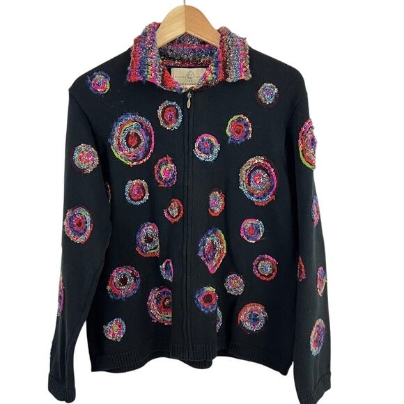 Design Options By Phillip & Jane Gordon Zip Up Knit Sweater Cardigan Women Large - Picture 1 of 14